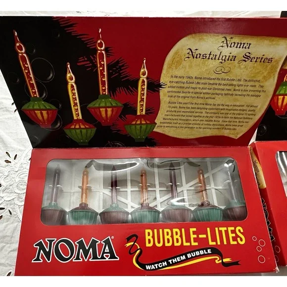 Noma Bubble Lites SET OF TWO 7 Lights in Each Strand Red & Orange - All Working